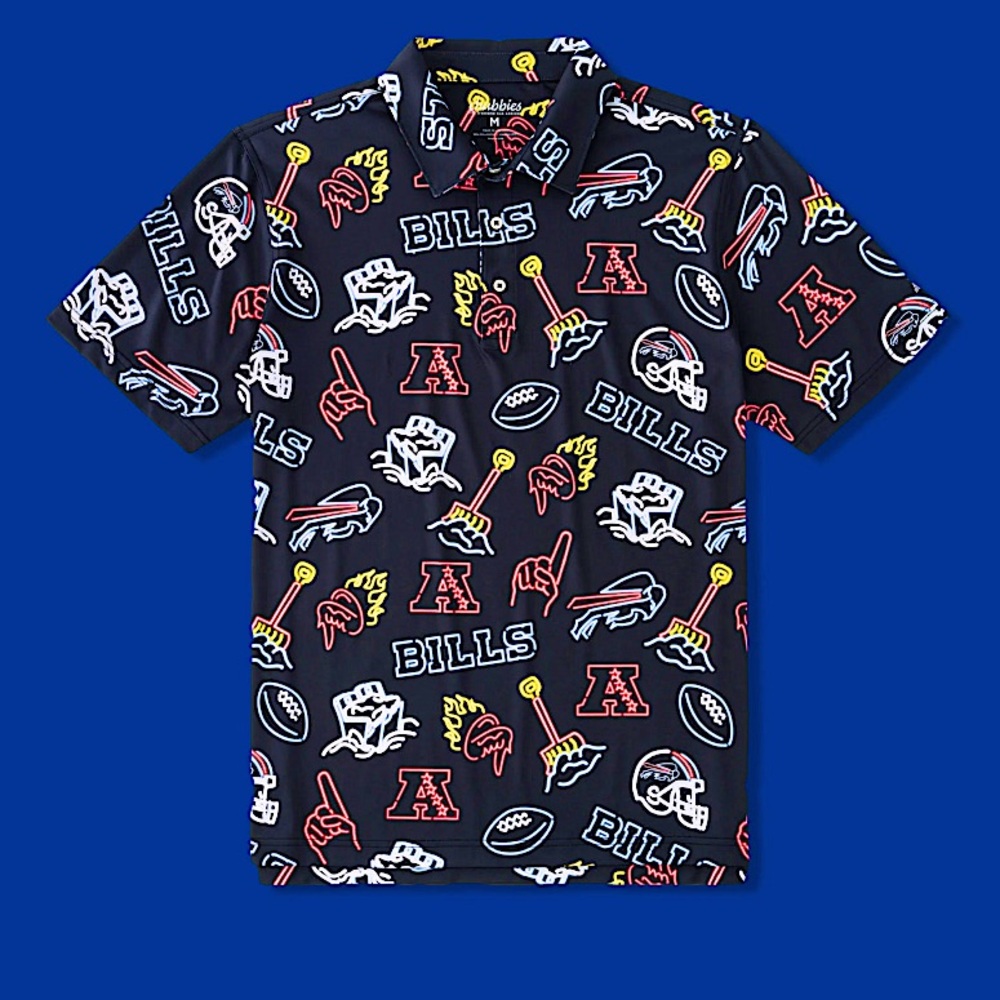 Chubbies NFL Performance Polo- “The Neon Bills” in Buffalo Bills black